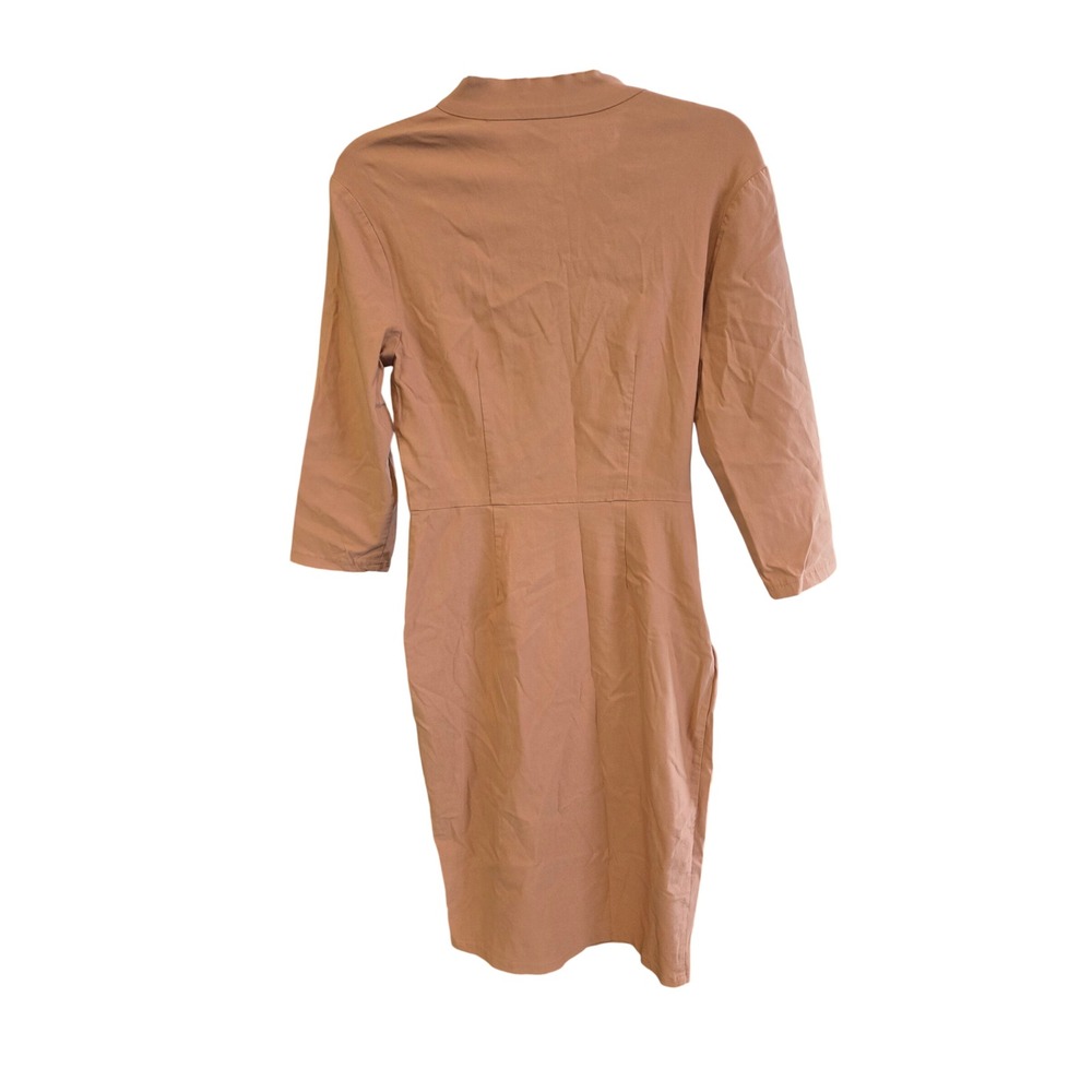 MUXN Women's Midi Pencil Dress 3/4 Sleeve Tie Neck Bodycon Office Cocktail - Picture 10 of 10